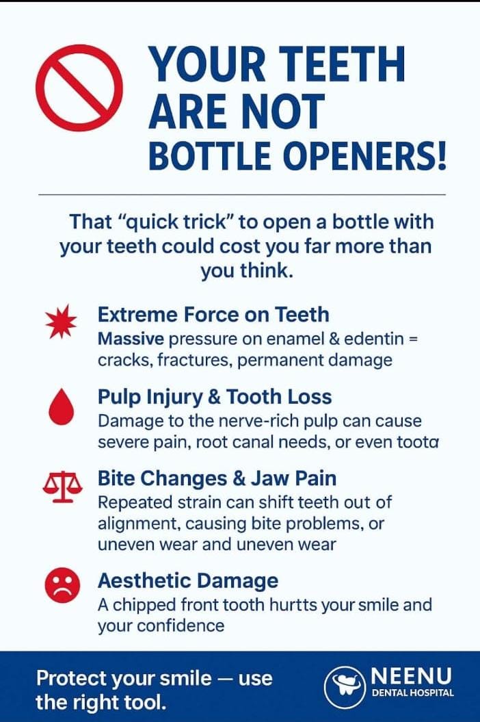 Opening bottles with teeth can damage your smile